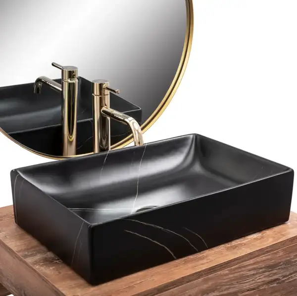 Умывальник (раковина) REA INGA BLACK MARBLE MATT накладной (REA-U8006)