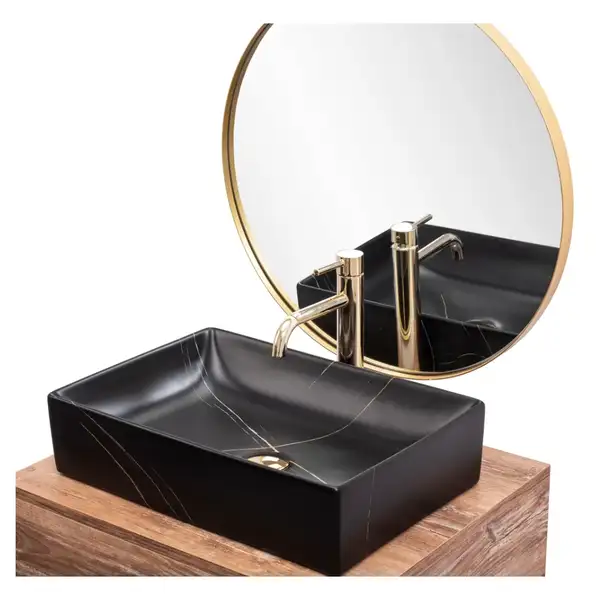 Умывальник (раковина) REA INGA BLACK MARBLE MATT накладной (REA-U8006)