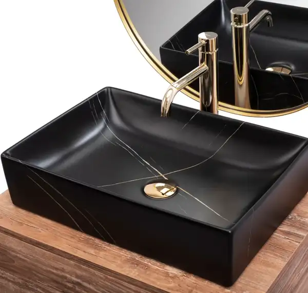 Умывальник (раковина) REA INGA BLACK MARBLE MATT накладной (REA-U8006)