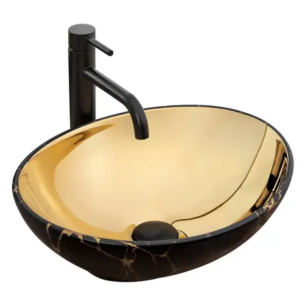 Умивальник (раковина)  REA SOFIA IN MARBLE MAT BLACK GOLD накладний (REA-U8011)