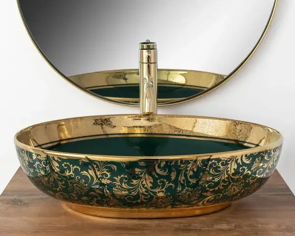 Умывальник (раковина) REA MARGOT GREEN GOLD накладной (REA-U8462)