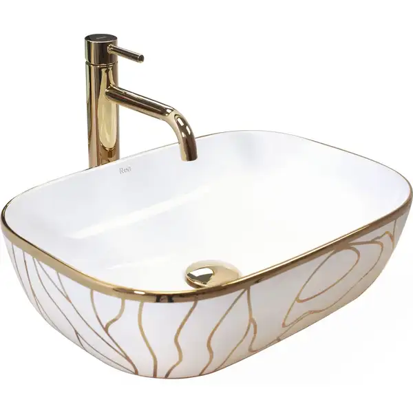 Умивальник (раковина) REA BELINDA WAVE WHITE GOLD накладний білий (REA-U8472) Умивальник (раковина) REA BELINDA WAVE WHITE GOLD накладний білий (REA-U8472)