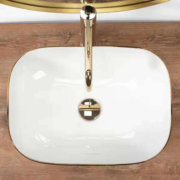 Умивальник (раковина) REA BELINDA WAVE WHITE GOLD накладний білий (REA-U8472) Умивальник (раковина) REA BELINDA WAVE WHITE GOLD накладний білий (REA-U8472)