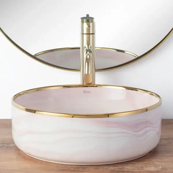 Умывальник (раковина) REA MERIDA PINK накладной розовый (REA-U8549)