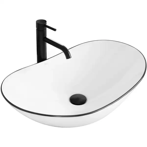 Умывальник (раковина) REA ROYAL WHITE BLACK EDGE накладной (REA-U8569)
