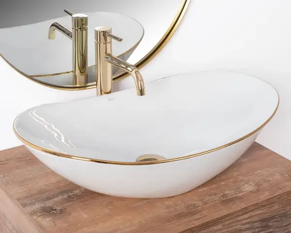 Умывальник (раковина) REA ROYAL GOLD EDGE накладной белый (REA-U8570)