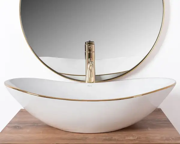 Умывальник (раковина) REA ROYAL GOLD EDGE накладной белый (REA-U8570)