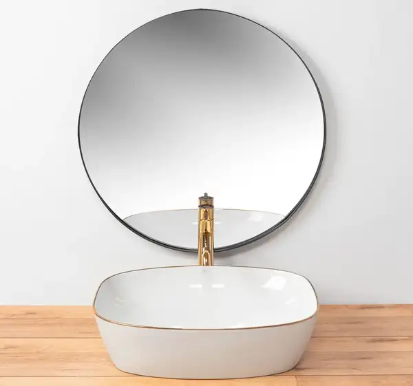 Rea Sol White Gold Edge Умивальник накладний, білий (REA-U8605) Rea Sol White Gold Edge Умивальник накладний, білий (REA-U8605)
