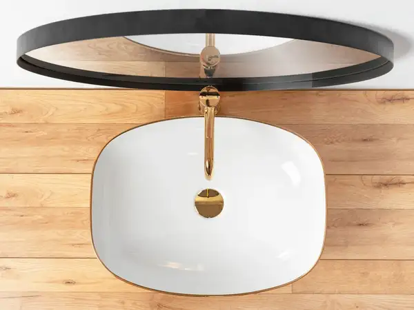 Rea Sol White Gold Edge Умивальник накладний, білий (REA-U8605) Rea Sol White Gold Edge Умивальник накладний, білий (REA-U8605)