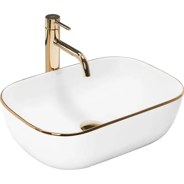 Умывальник (раковина) REA BELINDA WHITE GOLD EDGE накладной (REA-U8736)