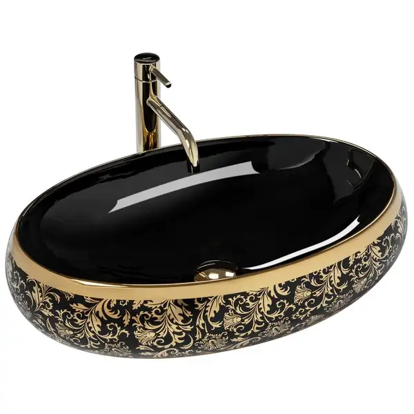 Умывальник (раковина) REA MERYL BLACK / GOLD накладной черный/золотой (REA-U8811)