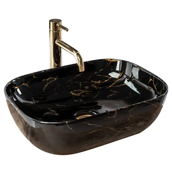 Умывальник (раковина) REA BELINDA BLACK MARBLE SHINY накладной черный (REA-U8907)