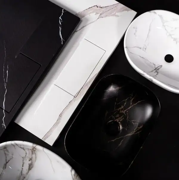 Умывальник (раковина) REA BELINDA BLACK MARBLE MAT накладной черный матовый (REA-U8908)