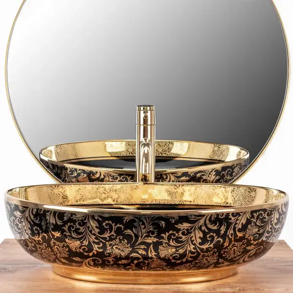 Умывальник (раковина) REA MARGOT GOLD BLACK накладной (REA-U8978)