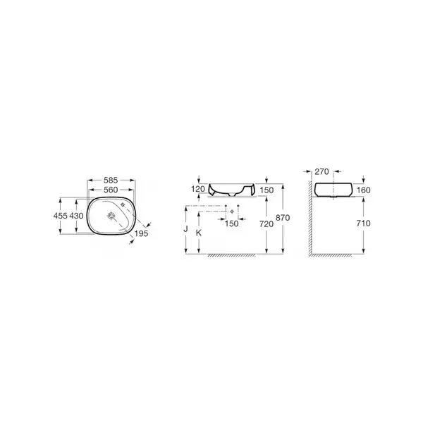 Умивальник накладний Roca Beyond Fineceramic, 58,5х45 (A3270B6000) Умивальник накладний Roca Beyond Fineceramic, 58,5х45 (A3270B6000)