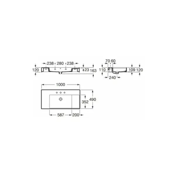 Умивальник підвісний Roca Inspira Square 100х49 (A32752A000) Умивальник підвісний Roca Inspira Square 100х49 (A32752A000)