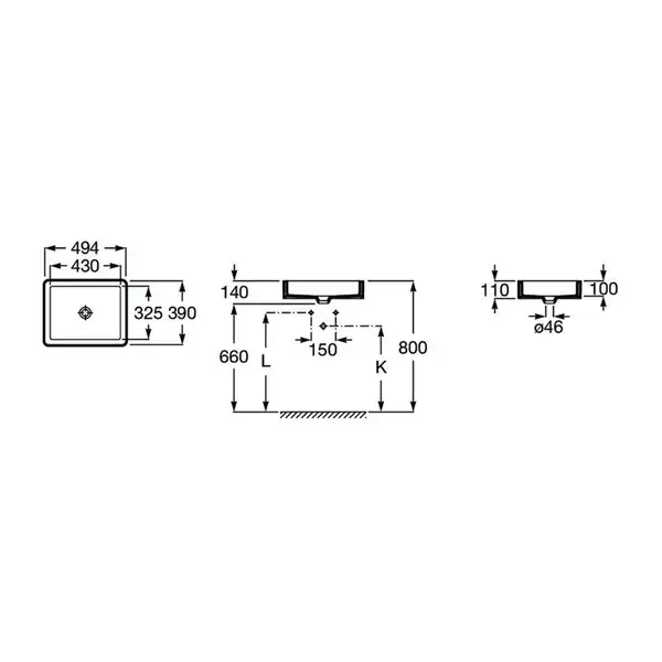 Умивальник вбудований Roca Inspira Square 45,5х35 (A327536000) Умивальник вбудований Roca Inspira Square 45,5х35 (A327536000)