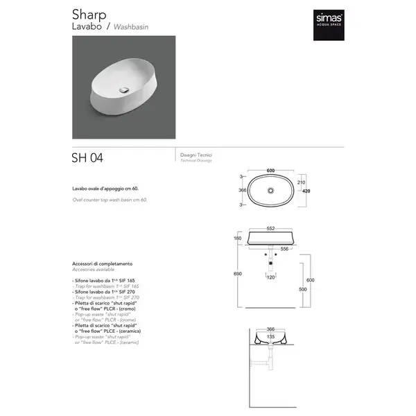 Simas Sharp SH04 Умивальник, чорний матовий (SH04 nero mat)