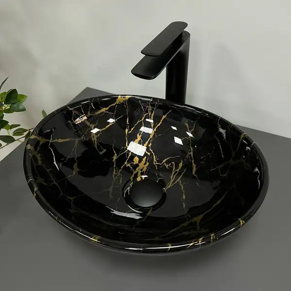 VBI Parma Marble Умивальник накладний, чорний (VBI-011004)