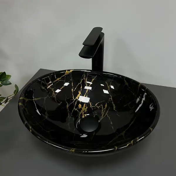 VBI Parma Marble Умивальник накладний, чорний (VBI-011004)