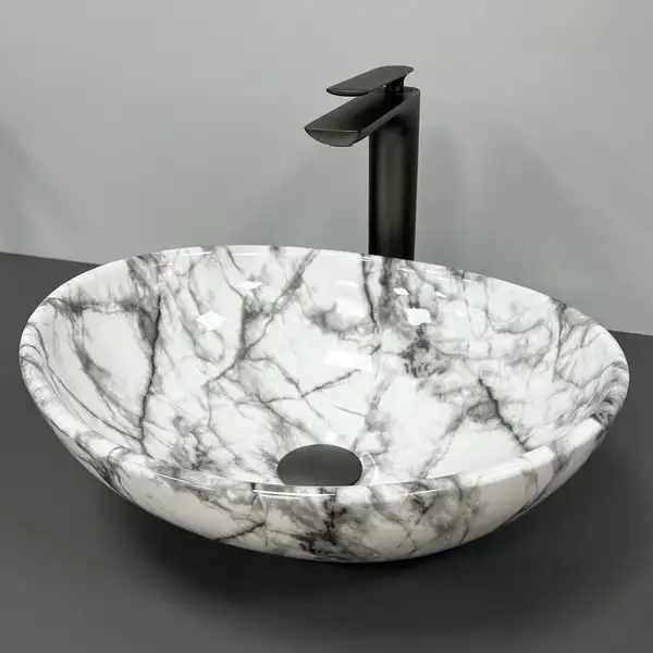VBI Parma Statuario Black Veins Умивальник, мармур (VBI-011009) VBI Parma Statuario Black Veins Умивальник, мармур (VBI-011009)