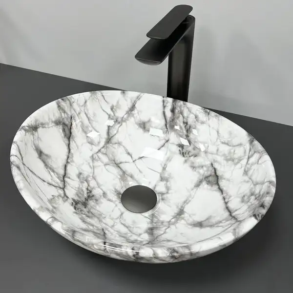 VBI Parma Statuario Black Veins Умивальник, мармур (VBI-011009) VBI Parma Statuario Black Veins Умивальник, мармур (VBI-011009)