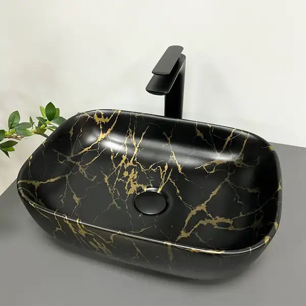 VBI RAVENNA MARBLE BLACK MATT Умивальник накладний, чорний (VBI-011209)