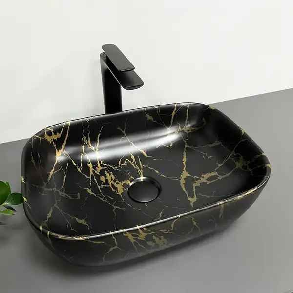 VBI RAVENNA MARBLE BLACK MATT Умивальник накладний, чорний (VBI-011209)