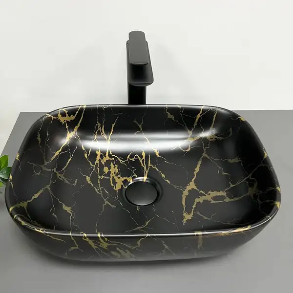 VBI RAVENNA MARBLE BLACK MATT Умивальник накладний, чорний (VBI-011209)