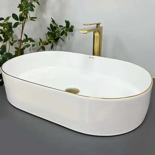 VBI Verona 60 Gold Edge Умивальник накладний, білий (VBI-011308)