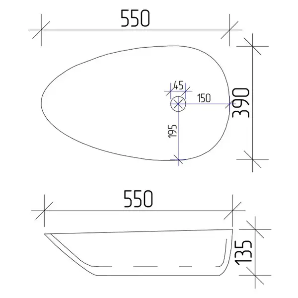 Умывальник (раковина) VBI TRENTO 55 WHITE накладной (VBI-011900) Умывальник (раковина) VBI TRENTO 55 WHITE накладной (VBI-011900)