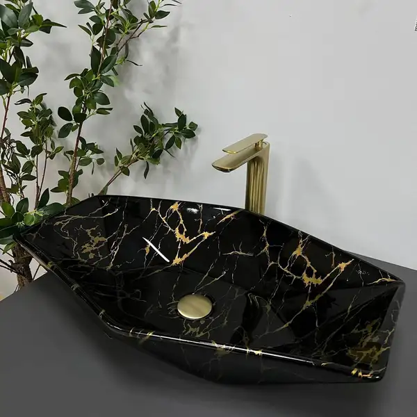 VBI Venezia Marble Black Умивальник накладний, чорний мармур (VBI-012405) VBI Venezia Marble Black Умивальник накладний, чорний мармур (VBI-012405)