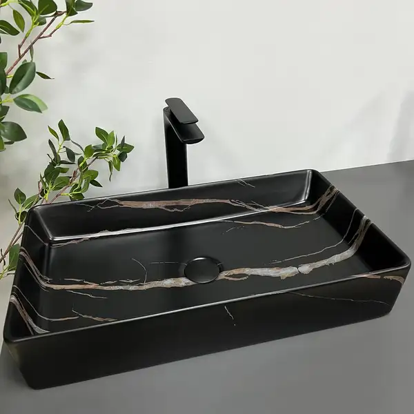Умывальник (раковина) VBI TRIEST BLACK STONE MATT накладной (VBI-012703)