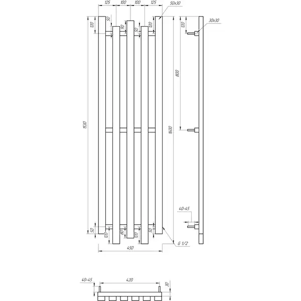 Genesis Aqua Радиатор отопления Genesis-Aqua Bassa 160x45 см (207001)