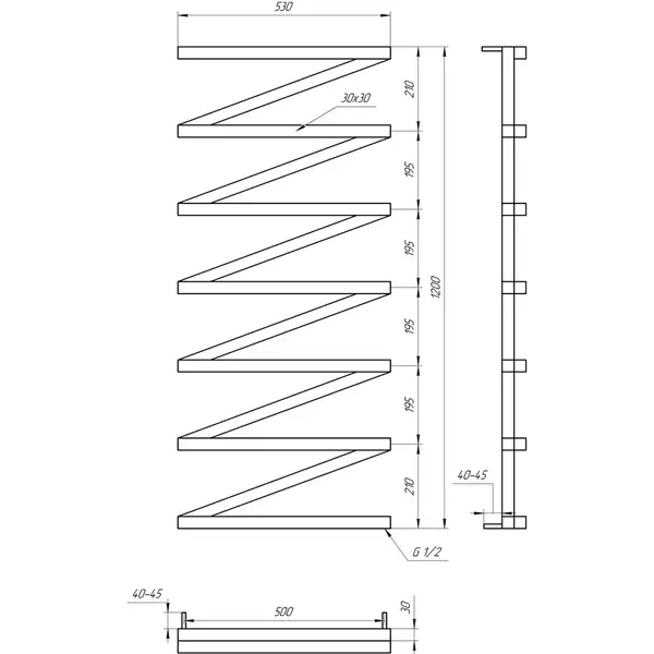 Genesis Aqua Полотенцесушитель Genesis-Aqua ZigZag 120x53 см, белый (42031) Genesis Aqua Полотенцесушитель Genesis-Aqua ZigZag 120x53 см, белый (42031)