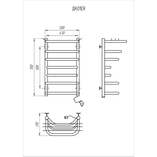 Рушникосушарка KOSSER Канна 700х500/7 ЕR рег. (ДК01ER)