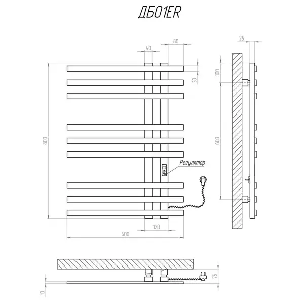 Рушникосушарка KOSSER Браш 800х600 ER тайм. білий (ДБ01ERW) Рушникосушарка KOSSER Браш 800х600 ER тайм. білий (ДБ01ERW)