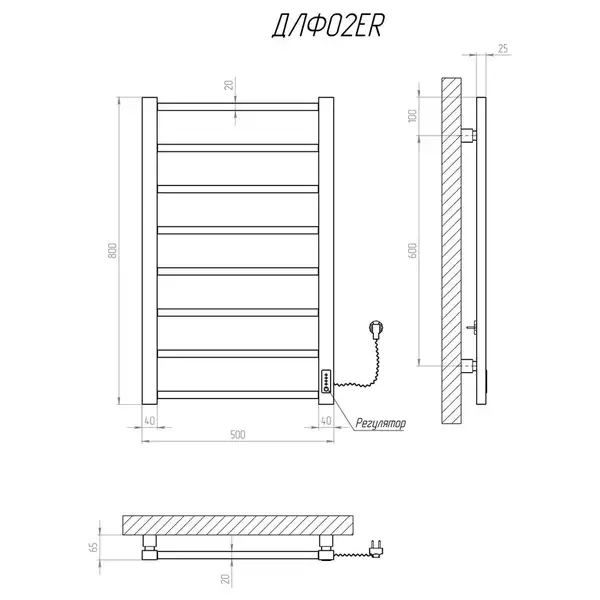Рушникосушарка KOSSER Лофт 800х500 ER (ДЛФ02ER) Рушникосушарка KOSSER Лофт 800х500 ER (ДЛФ02ER)