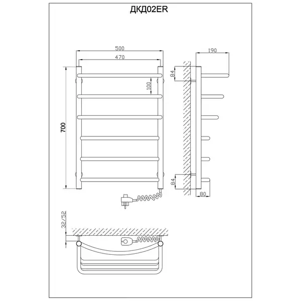 Рушникосушарка KOSSER Каскад Дуга 700х500/6 ER рег. (ДКД02ЕR) Рушникосушарка KOSSER Каскад Дуга 700х500/6 ER рег. (ДКД02ЕR)