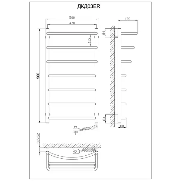 Рушникосушарка KOSSER Каскад Дуга 900х500/7 ER рег. (ДКД03ЕR) Рушникосушарка KOSSER Каскад Дуга 900х500/7 ER рег. (ДКД03ЕR)
