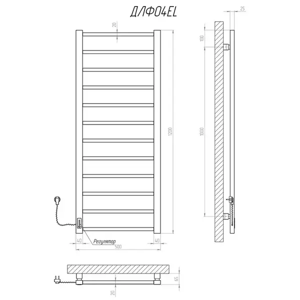 Рушникосушарка KOSSER Лофт 1200х500 EL (ДЛФ04EL)