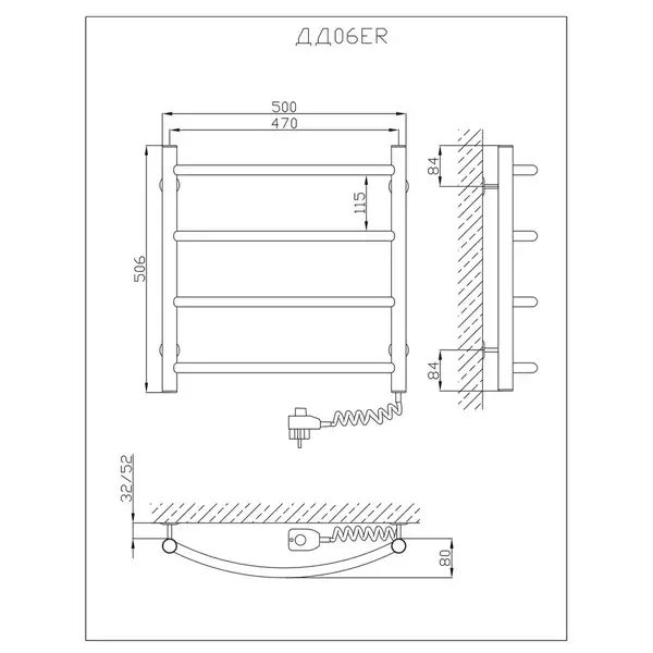 Рушникосушарка KOSSER Дуга 500х500/4 ER рег. (ДД06ЕR) Рушникосушарка KOSSER Дуга 500х500/4 ER рег. (ДД06ЕR)