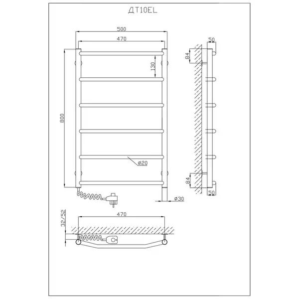 Рушникосушарка KOSSER Трапеція 800х500/6 EL рег. (ДТ10EL) Рушникосушарка KOSSER Трапеція 800х500/6 EL рег. (ДТ10EL)