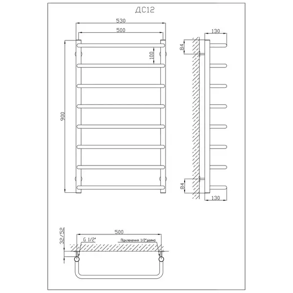 Рушникосушарка KOSSER Скоба 900х530/8 (ДС12)