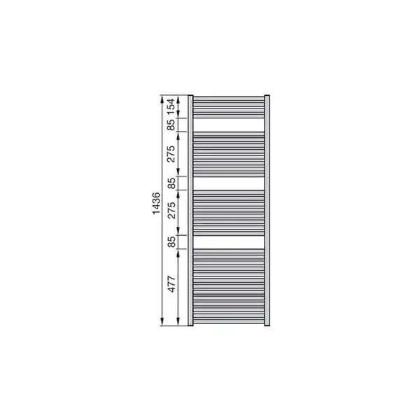 Полотенцесушитель водяний Zehnder Toga 1436x500 701 Вт, Traffic Black RAL 9217 (TG-150-050 RAL 9217)