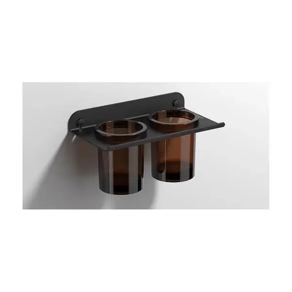 Тримач двох склянок Sonia Quick Black 240х131х131 мм алюміній, чорний матовий (185320)
