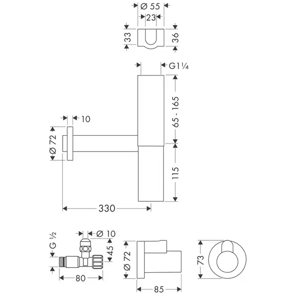 Сифон для умивальника Axor Flowstar Design, хром (51304000) Сифон для умивальника Axor Flowstar Design, хром (51304000)