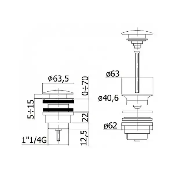 Донный клапан Clic-Clac Paffoni Light (цвет - белый матовый) (ZSCA050BO) Донный клапан Clic-Clac Paffoni Light (цвет - белый матовый) (ZSCA050BO)