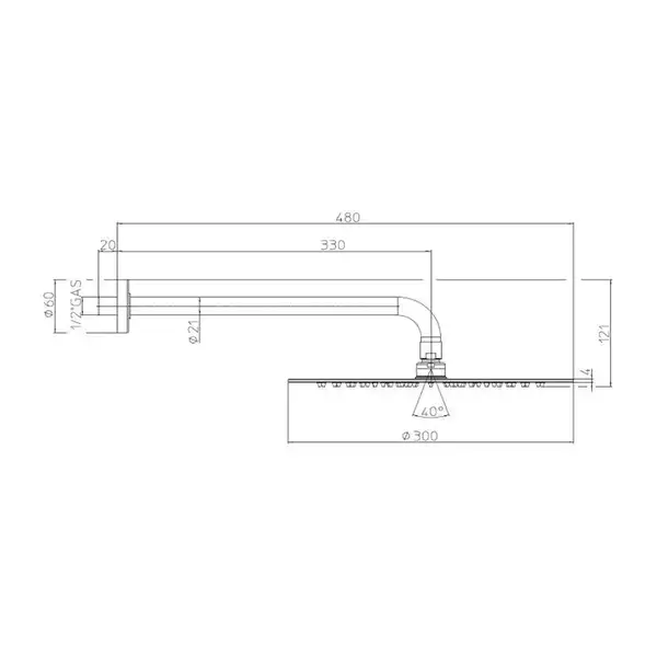 Душова лійка Bossini TETIS D300 з кронштейном 21, хром (H19872H00030009)