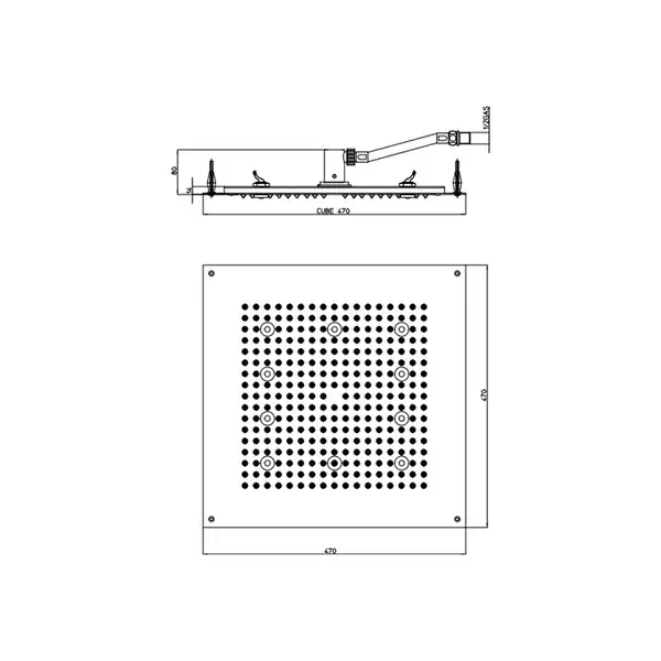 Душова лійка Bossini Dream FLAT light cube 470 10 LED з підсвічуванням, нікель шлифований (H37453000094016)
